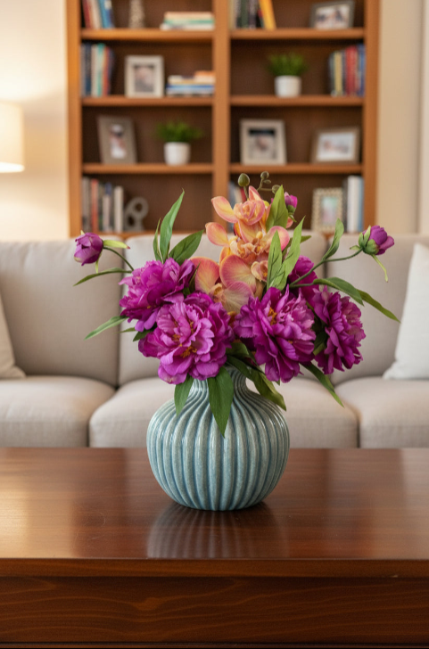 Purple Flowers with Orchid Accent