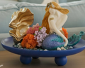 Sitting Mermaid with Sea Conch – Floral & Pearl Coastal Décor
