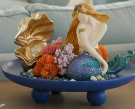 Sitting Mermaid with Sea Conch – Floral & Pearl Coastal Décor