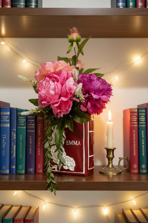 Emma Flower Book Vase — Pink, Fuchsia & Coral Floral Art Edition