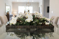 38" Black Basket Tray with White Orchids | Faux Floral Centerpiece