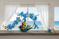 Glass Seashell with Orchids — Blue or Orange