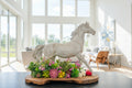 White Horse Figure with Flowers & Succulents
