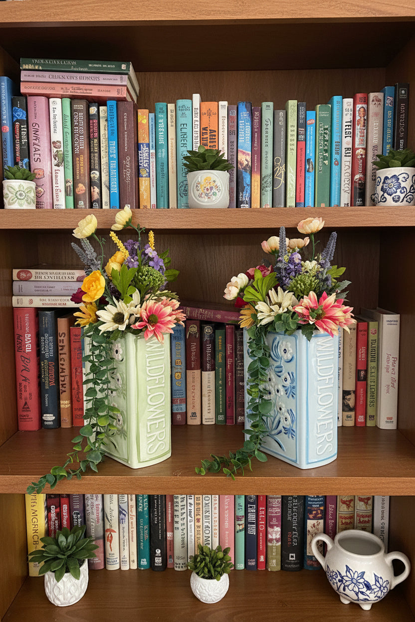 WildFlowers Flower Book Vase — Multicolor Faux Floral Art Edition