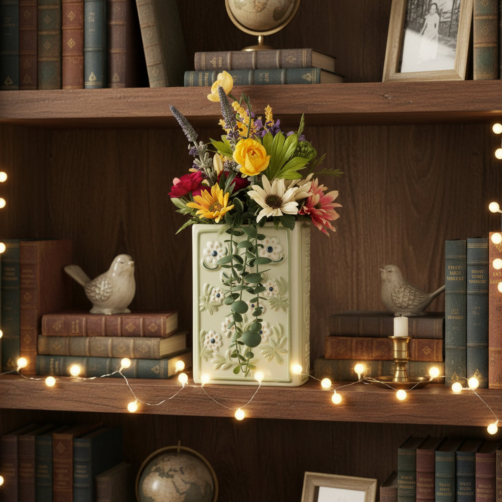 WildFlowers Flower Book Vase — Multicolor Faux Floral Art Edition