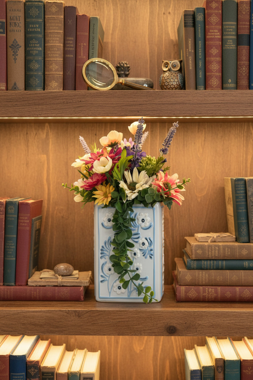 WildFlowers Flower Book Vase — Multicolor Faux Floral Art Edition