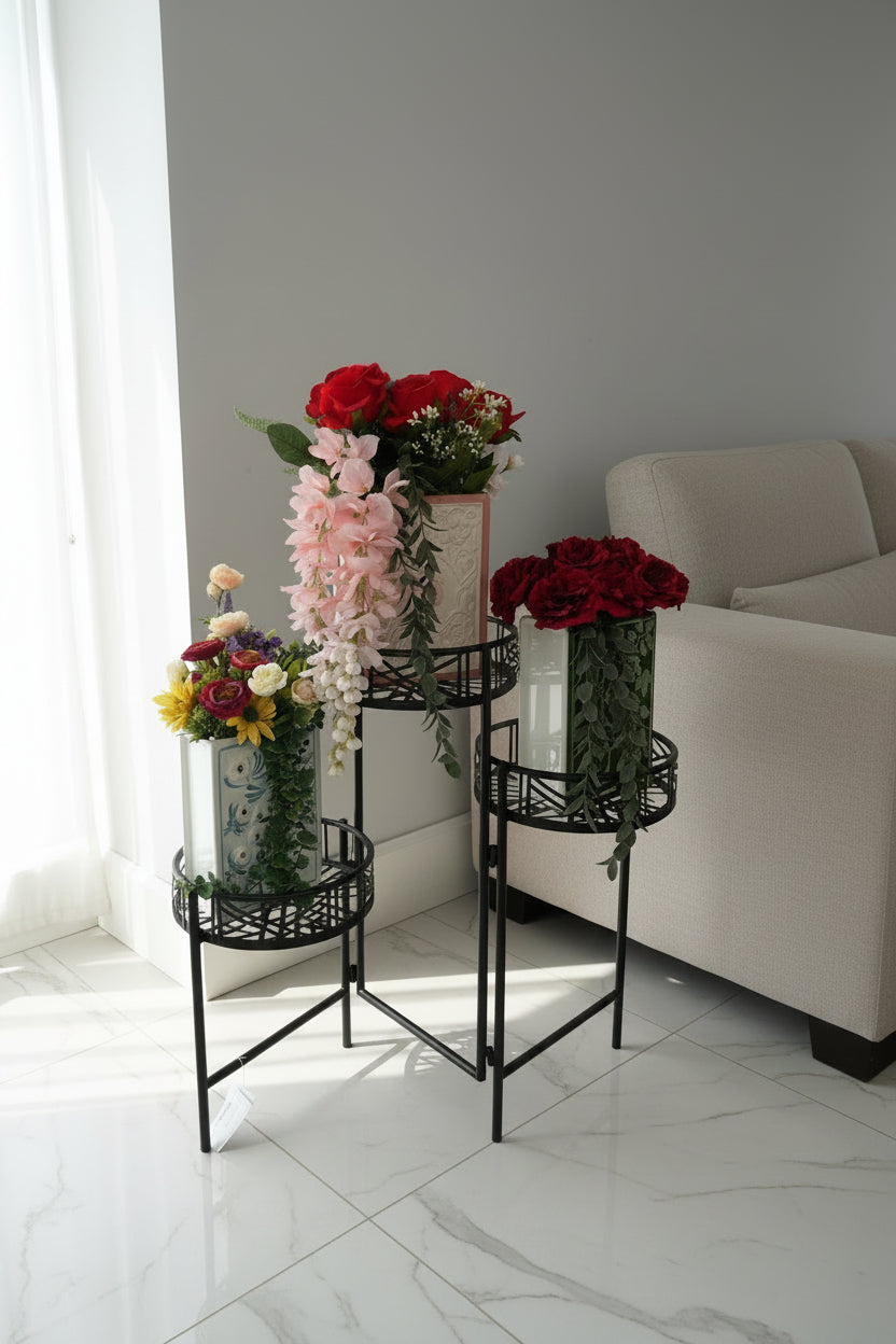 Romance Flower Book Vase — Red Roses, Pink Blooms & Violet Gladiolus