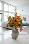 Fresh Floral Arrangement in Silver Vase – Two Color Variations