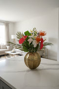 White Orchid & Spider Lily Floral Arrangement – Exotic Silk Centerpiece