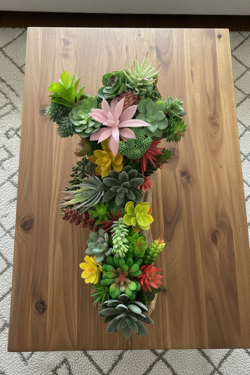 Succulent Garden Wooden Cross