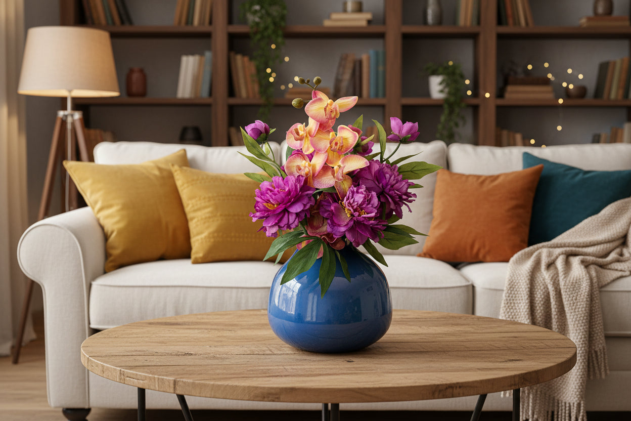 Purple Flowers with Orchid Accent