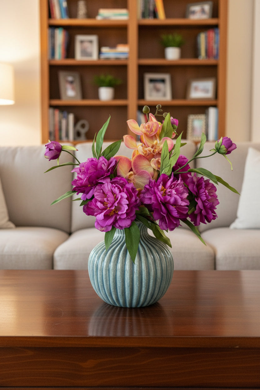 Purple Flowers with Orchid Accent