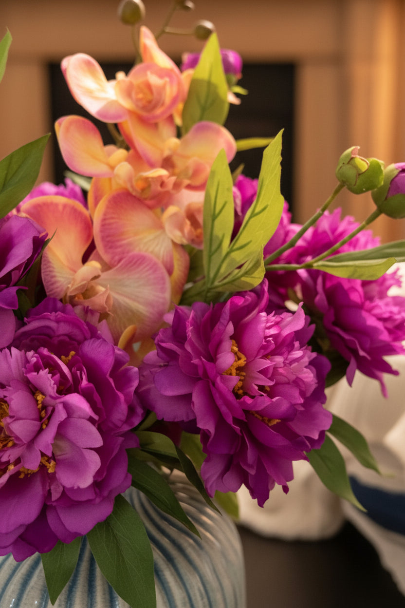 Purple Flowers with Orchid Accent