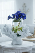 Seahorses & Calla Lilies Faux Floral Sculpture