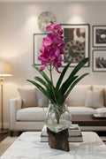 Faux Vanda Orchid in Glass & Driftwood Vase