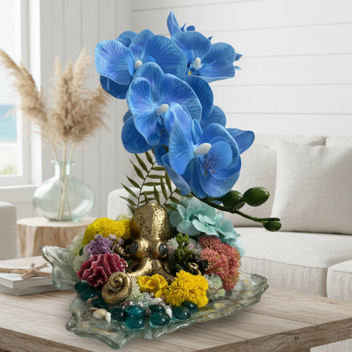 Octopus Glass Plate Sculpture – Coastal & Editorial Home Decor