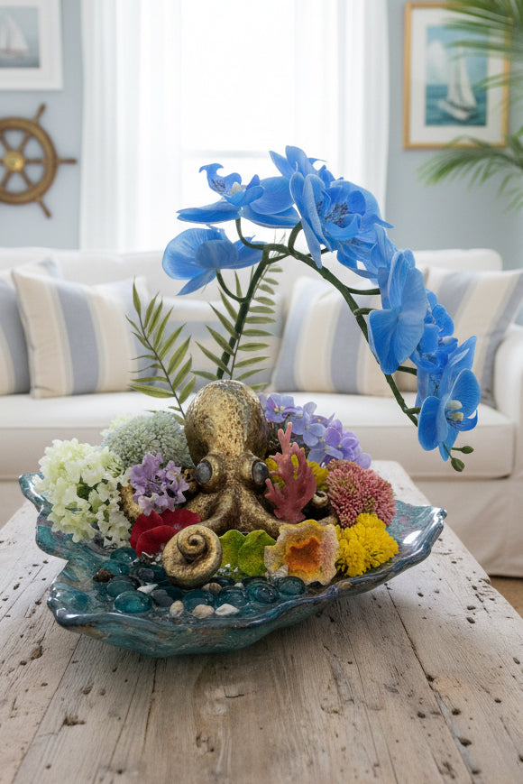 Octopus Glass Plate Sculpture – Coastal & Editorial Home Decor
