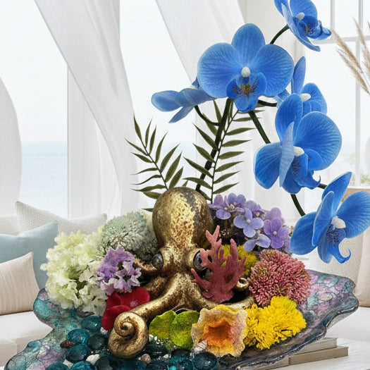 Octopus Glass Plate Sculpture – Coastal & Editorial Home Decor