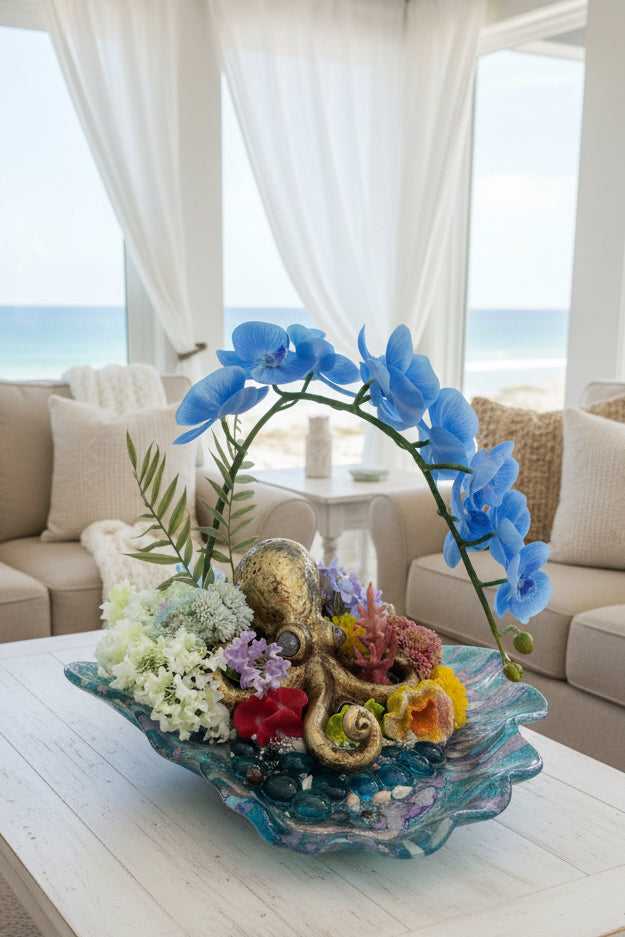 Octopus Glass Plate Sculpture – Coastal & Editorial Home Decor