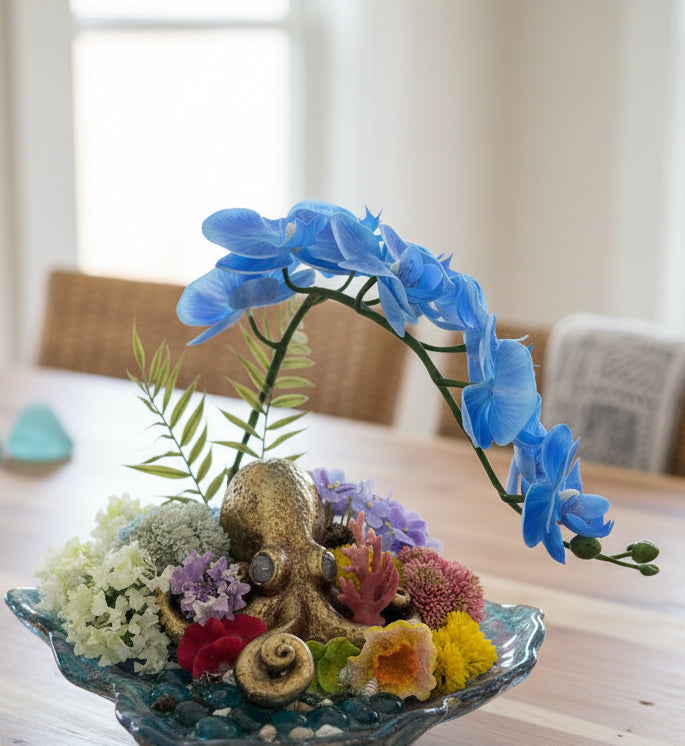 Octopus Glass Plate Sculpture – Coastal & Editorial Home Decor