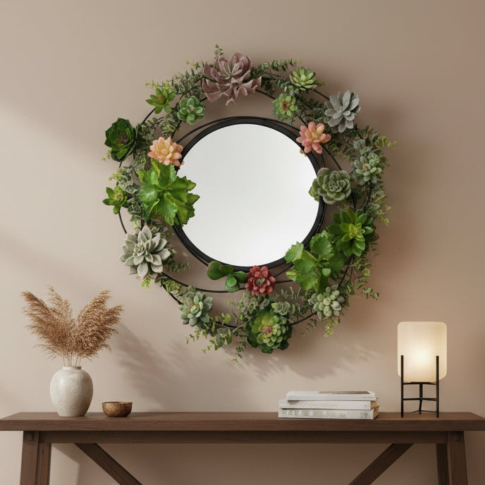 Succulent Wreath Wall Mirror