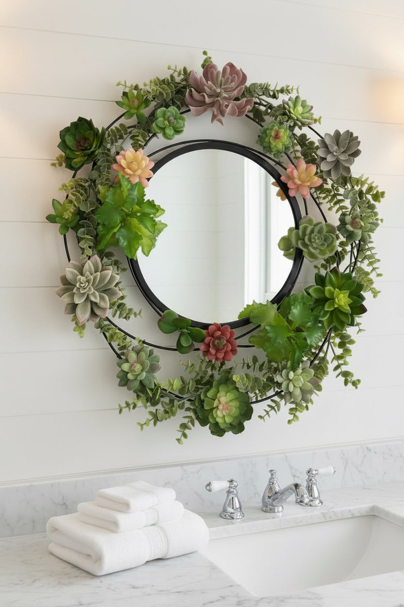 Succulent Wreath Wall Mirror