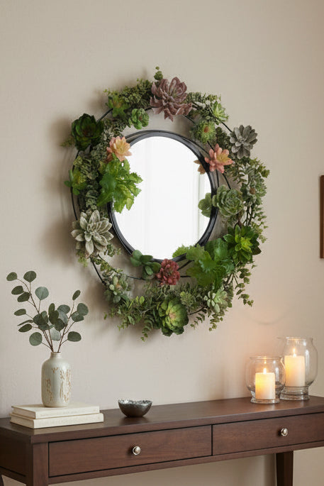 Succulent Wreath Wall Mirror