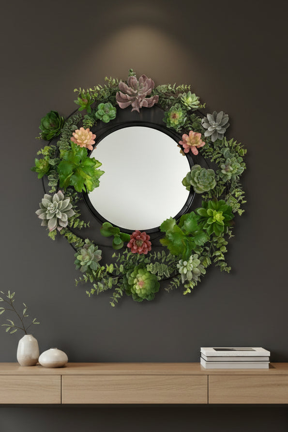 Succulent Wreath Wall Mirror