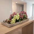 38" Large Beige Basket with White Orchids | Faux Floral Centerpiece