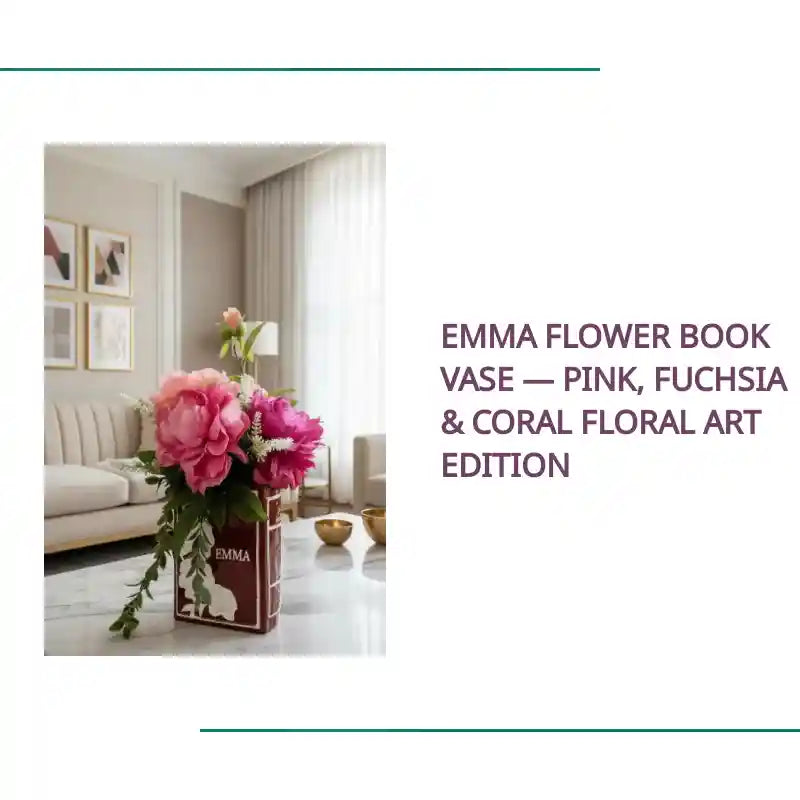 Emma Flower Book Vase &mdash; Pink, Fuchsia & Coral Floral Art Edition by@Outfy